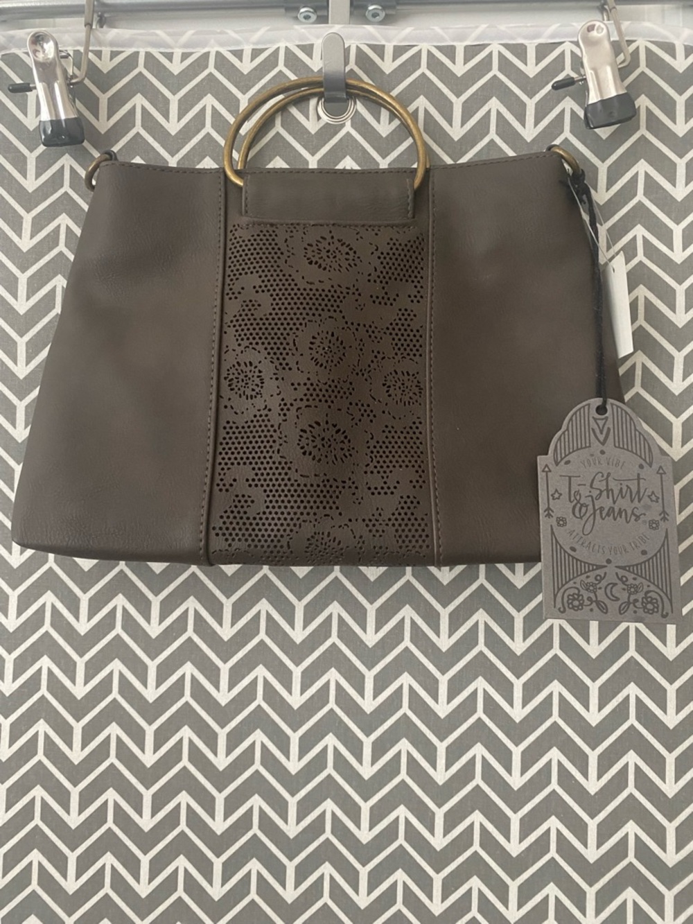 New With Tag Brown Faux Leather Small Handbag.